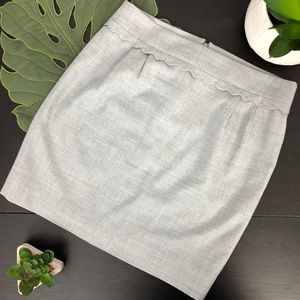 J Crew Light Grey Wool Skirt w/Scalloped Waistband
